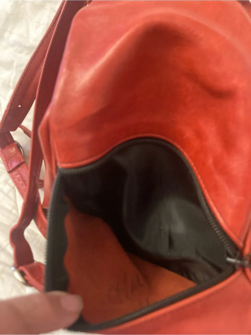 RED LEATHER A Frame Backpack